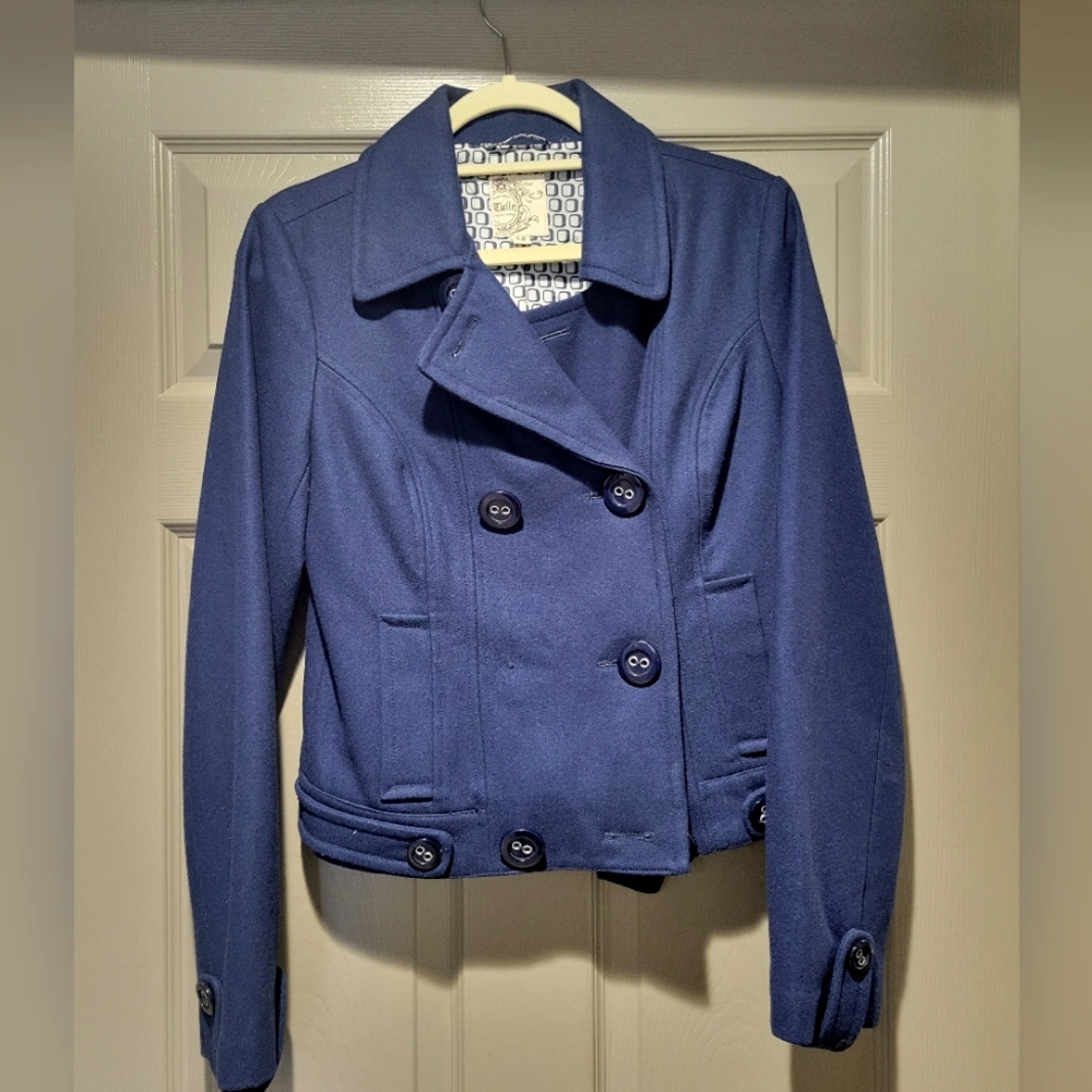 Tulle - Faux Wool Dark Blue Pea Coat